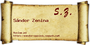 Sándor Zenina névjegykártya