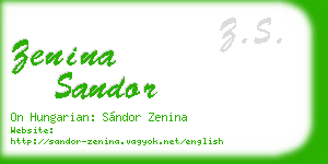 zenina sandor business card